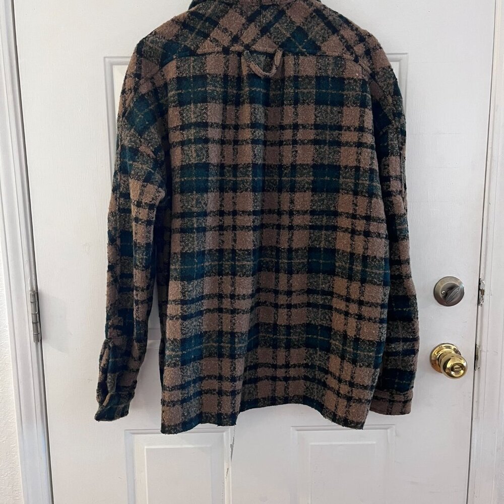 MNML Men's Over-Sized Warm Loose Woven Flannel Plaid Shirt/Shacket Sz Med - Picture 4 of 8